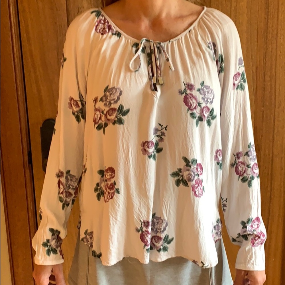 Floral Spring-Summer tie front top